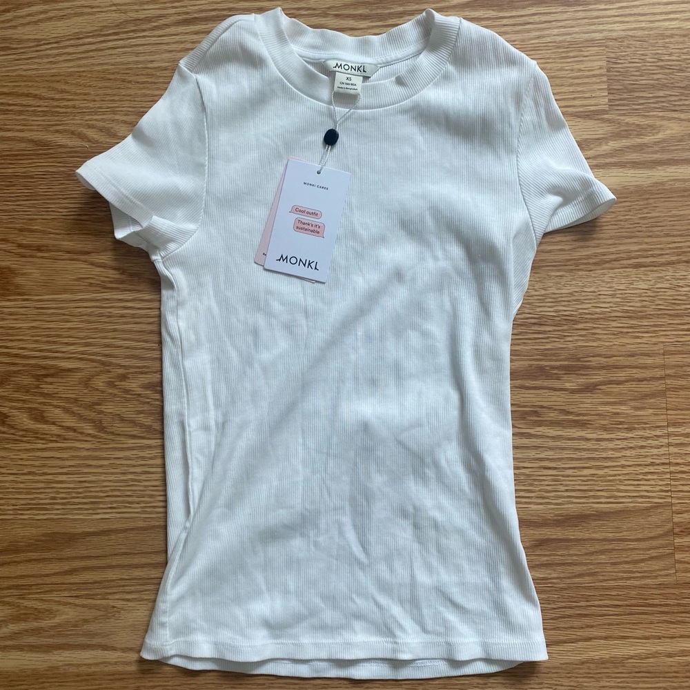 white ribbed t-shirt - Monki